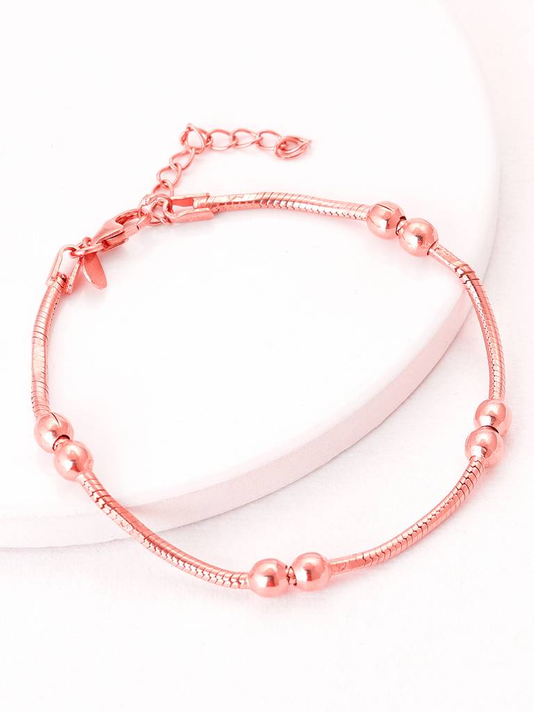 Giva 925 Sterling Silver Rose Gold Beautiful Beads Bracelet