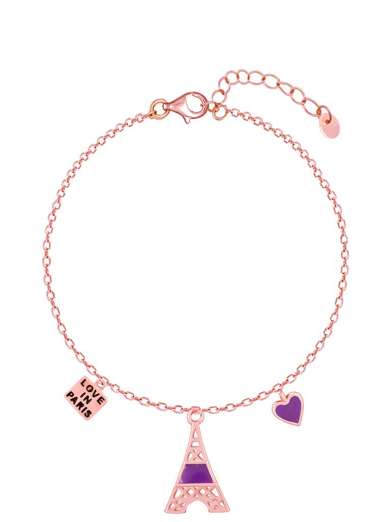 Giva 925 Sterling Silver Rose Gold Love In Paris Bracelet