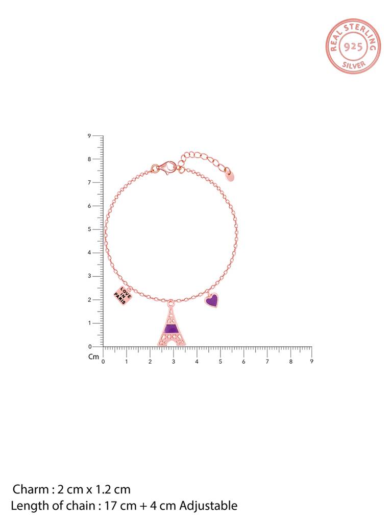 Giva 925 Sterling Silver Rose Gold Love In Paris Bracelet