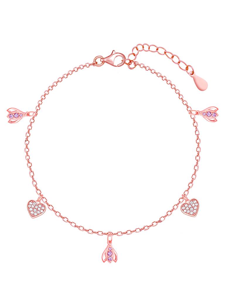 Giva 925 Sterling Silver Rose Gold Crocus Heart Bracelet