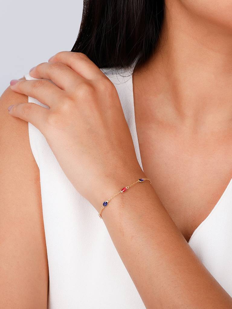 Giva 925 Sterling Silver Golden Colourful Treasures Bracelet