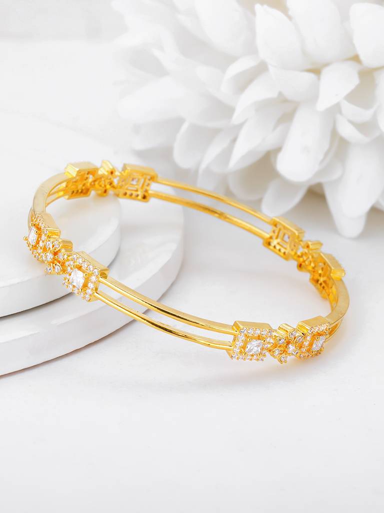 Giva 925 Sterling Silver Golden Square Bloom Bangle