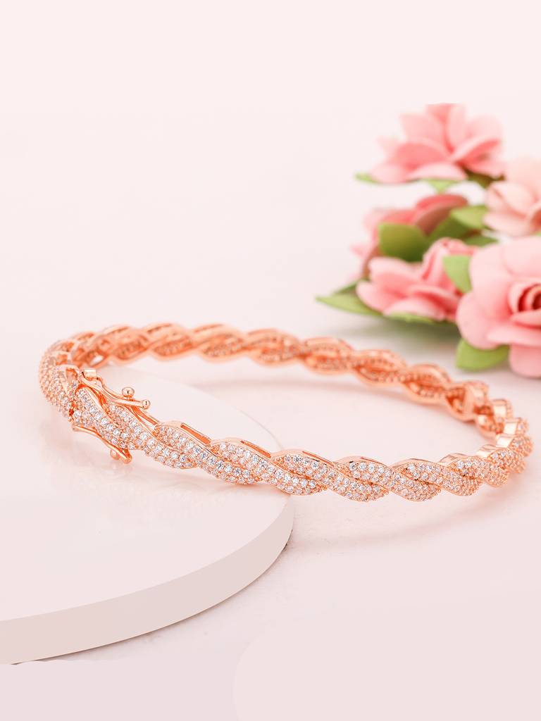Giva 925 Sterling Silver Rose Gold Spiral Splendour Bangle