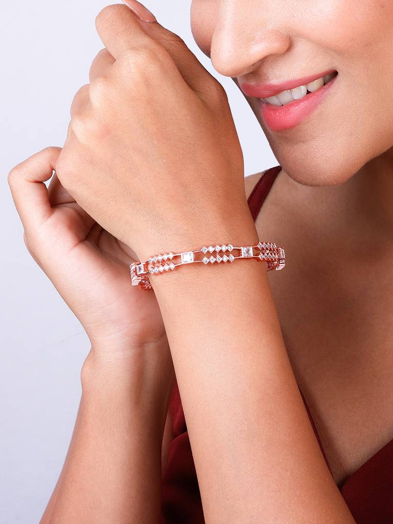 Giva 925 Sterling Silver Rose Gold Glittering Sheen Bangle