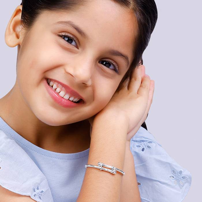 Giva 925 Sterling Silver Baby Kada Kids Bracelet,Adjustable|Studs To Gifts For Kids | With : BR0793