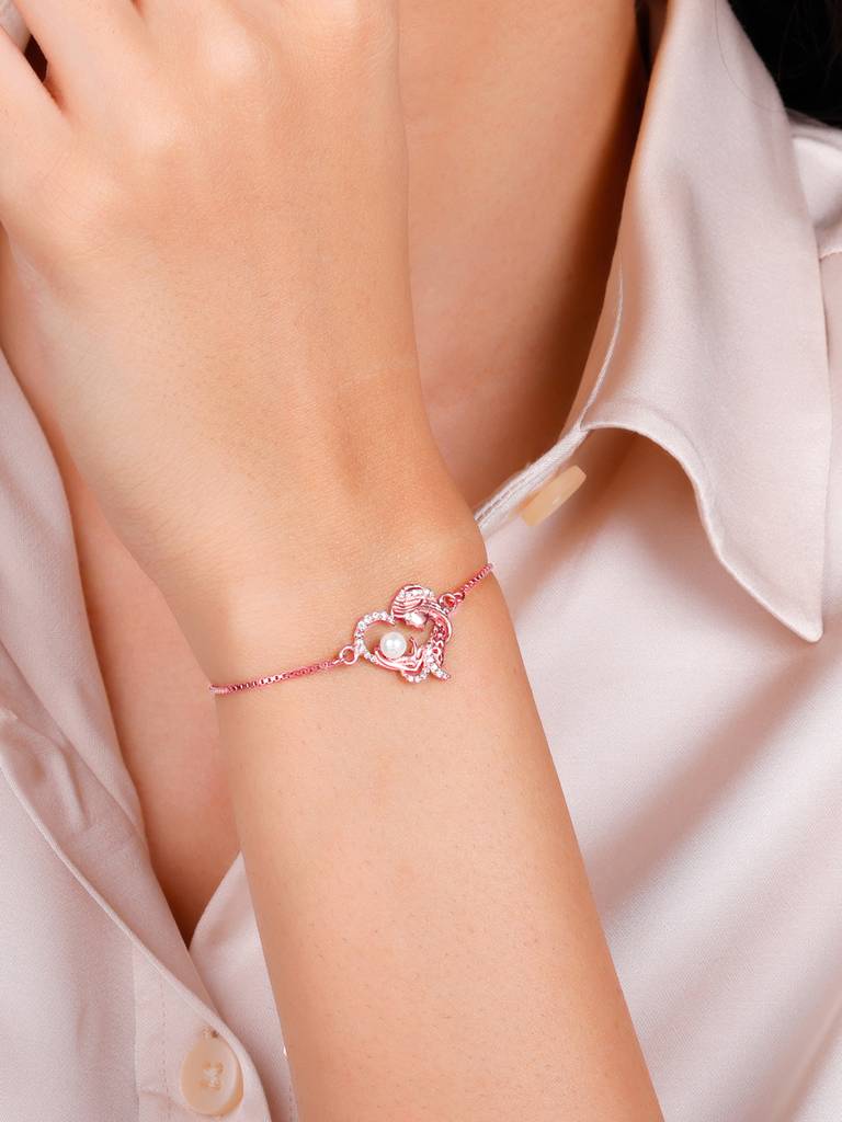 Giva 925 Sterling Silver Rose Gold Mother And Child Bracelet