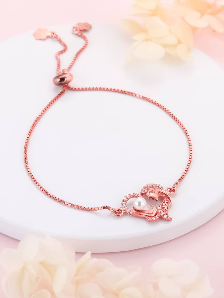 Giva 925 Sterling Silver Rose Gold Mother And Child Bracelet