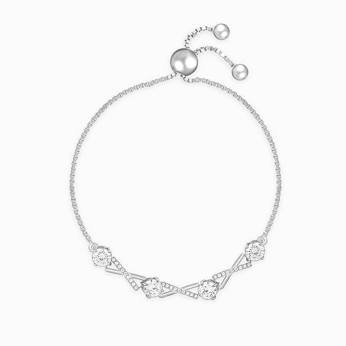 Giva 925 Silver Zircon Excess Bracelet, Adjustable | Gifts For Women And Girls | With Cert : BR079