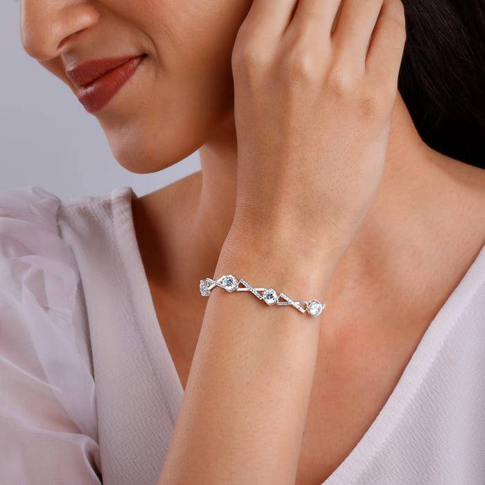Giva 925 Silver Zircon Excess Bracelet, Adjustable | Gifts For Women And Girls | With Cert : BR079