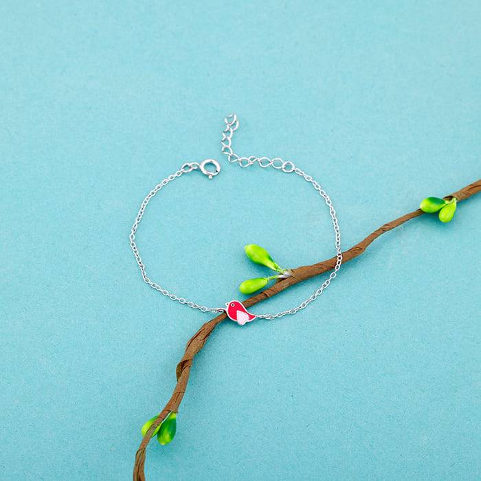 Giva 925 Sterling Silver Rosy Bird Kids Bracelet|Studs To Gifts For Kids | With Certificat : BR0811