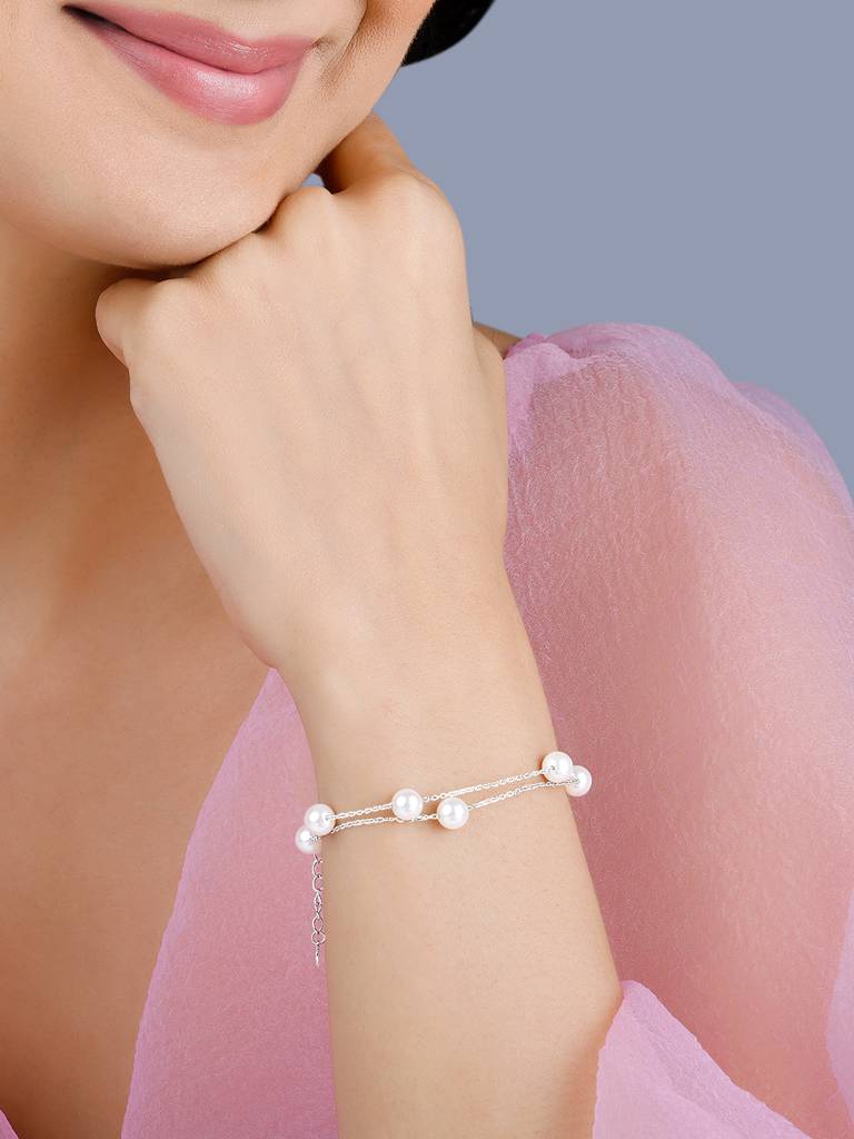Giva 925 Silver Strings Of Pearls Bracelet Adjustable : BR0817