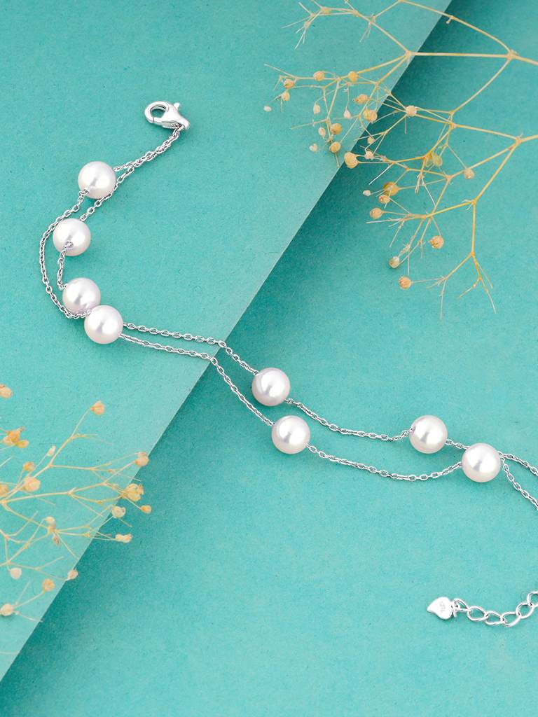 Giva 925 Silver Strings Of Pearls Bracelet Adjustable : BR0817
