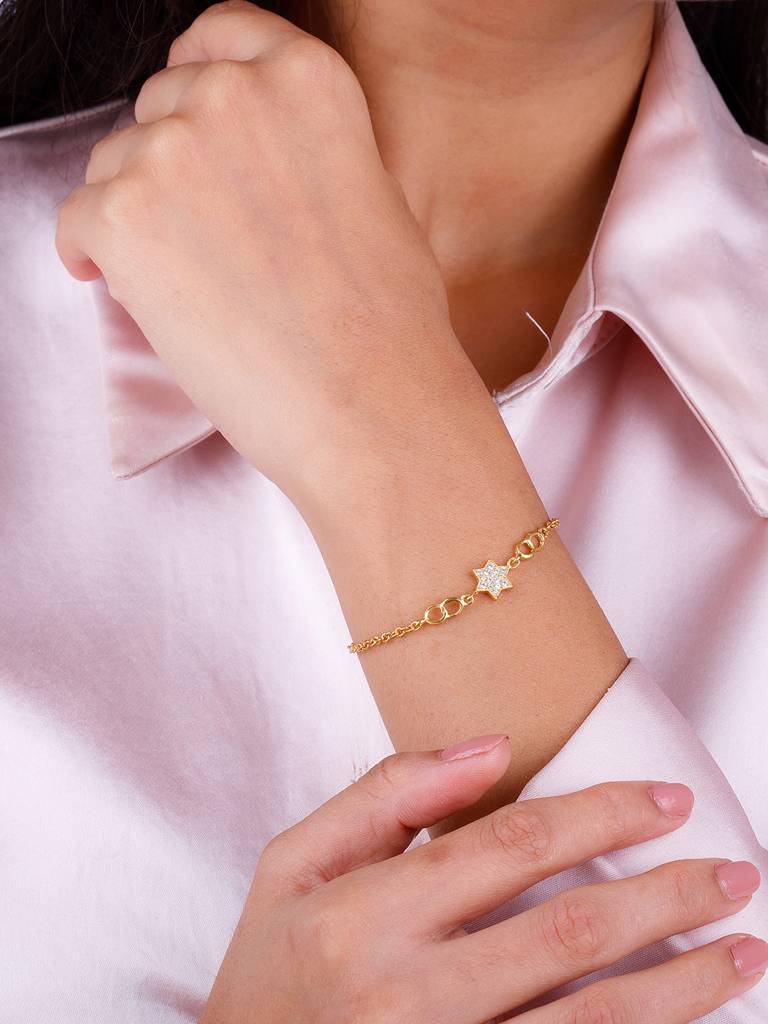 Giva 925 Sterling Silver Golden Dazzling Star Bracelet