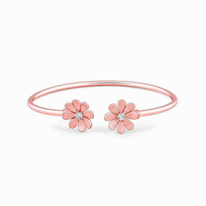 Giva 925 Sterling Silver Rose Gold Blooming Daisy Cuff Bracelet, Adjustable | Gifts For Wo : BR0846