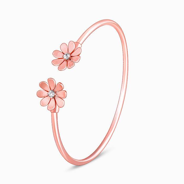 Giva 925 Sterling Silver Rose Gold Blooming Daisy Cuff Bracelet, Adjustable | Gifts For Wo : BR0846