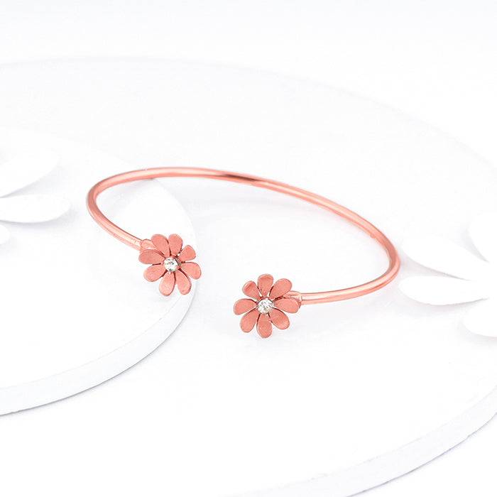 Giva 925 Sterling Silver Rose Gold Blooming Daisy Cuff Bracelet, Adjustable | Gifts For Wo : BR0846
