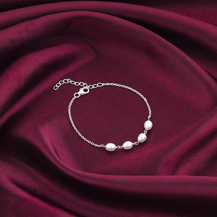 Giva 925 Sterling Silver Pearl Glance Bracelet, Adjustable | Gifts For Women And Girls | W : BR0851