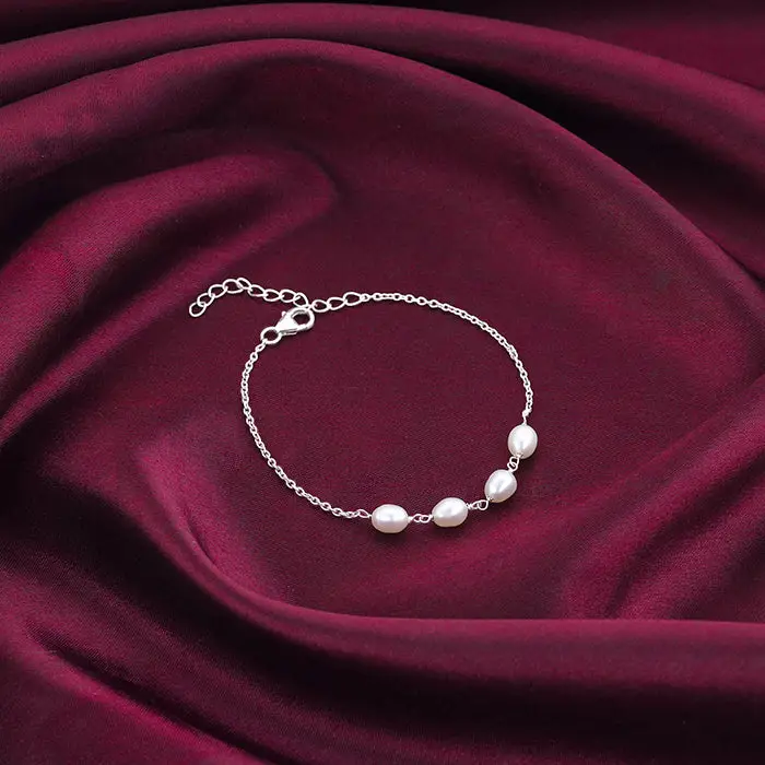 Giva 925 Sterling Silver Pearl Glance Bracelet, Adjustable | Gifts For Women And Girls | W : BR0851