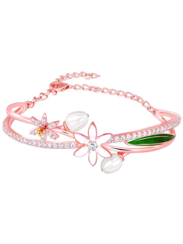 Giva 925 Sterling Silver Bhumi Rose Gold Snowy Musli Bracelet