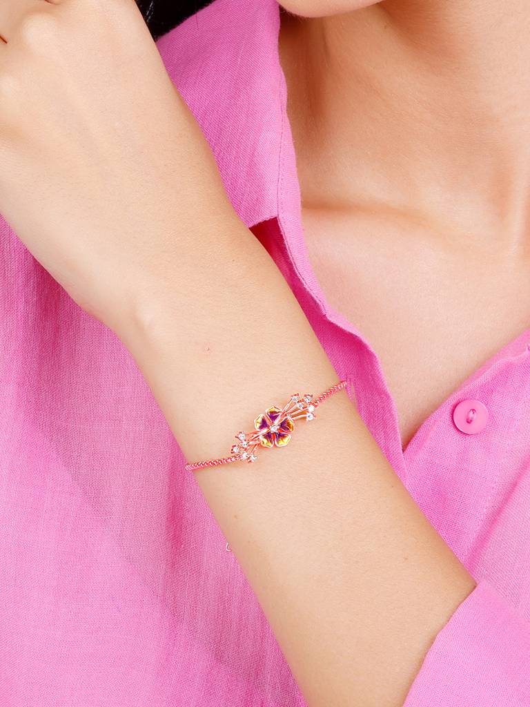 Giva 925 Sterling Silver Bhumi Rose Gold Bell Mallow Crest Ring And Bracelet