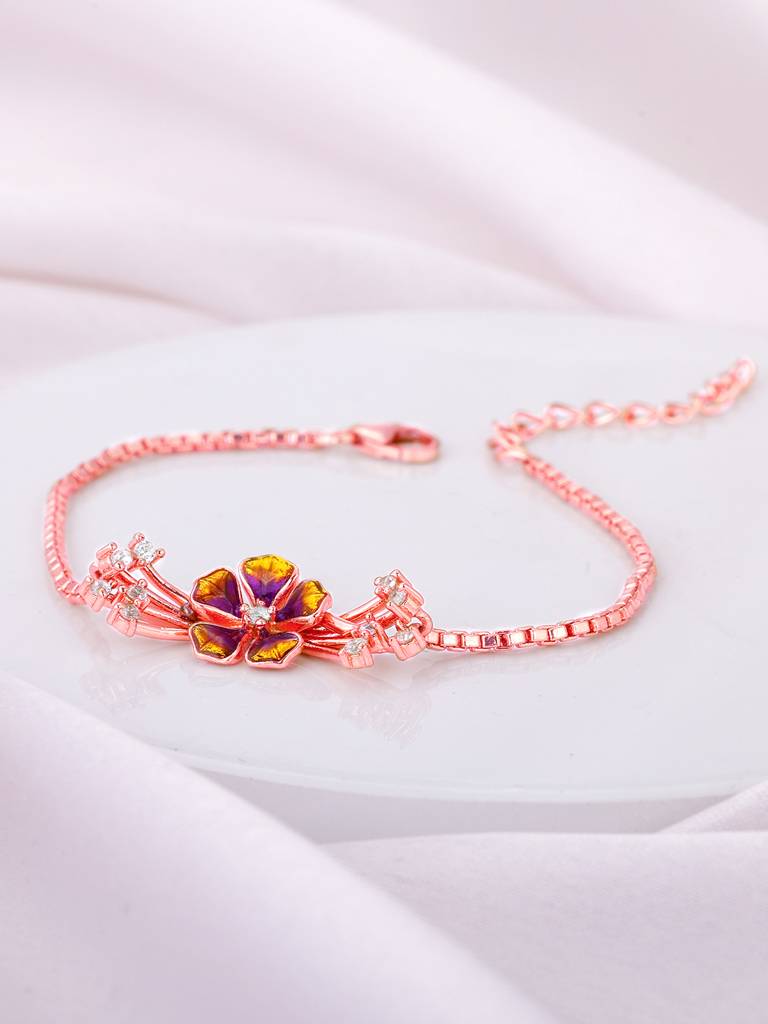 Giva 925 Sterling Silver Bhumi Rose Gold Bell Mallow Crest Ring And Bracelet