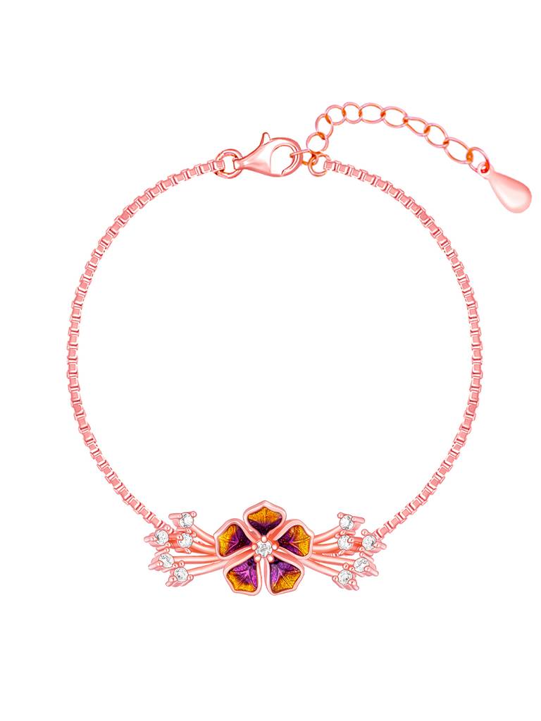 Giva 925 Sterling Silver Bhumi Rose Gold Bell Mellow Crest Bracelet