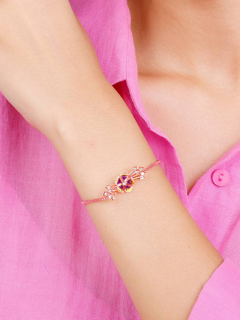 Giva 925 Sterling Silver Bhumi Rose Gold Bell Mellow Crest Bracelet