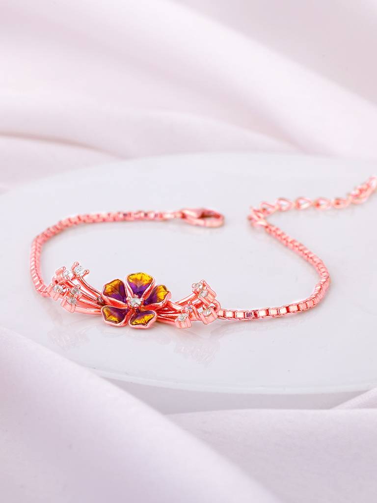 Giva 925 Sterling Silver Bhumi Rose Gold Bell Mellow Crest Bracelet