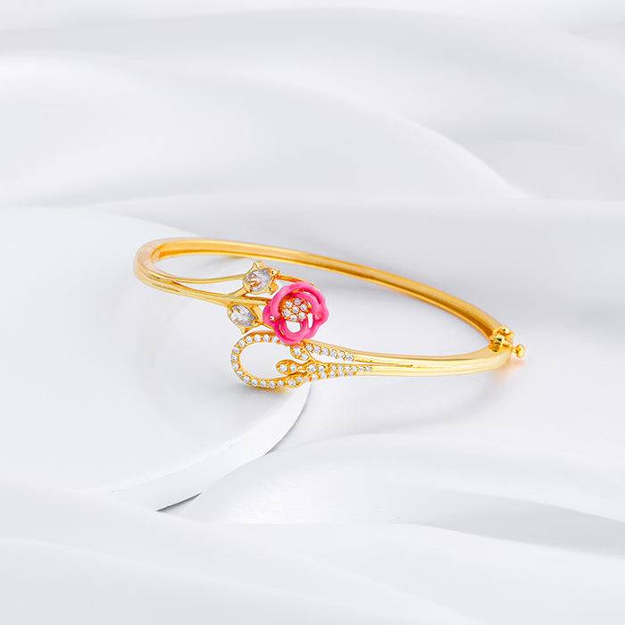 Giva 925 Silver Bhumi Golden Pink Brahma Kamal Radiance Bracelet Adjustable : BR0858