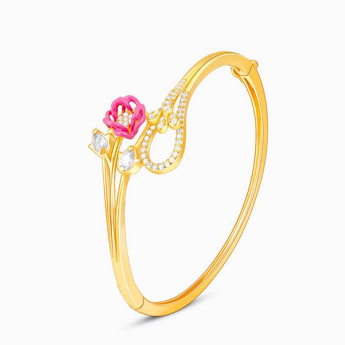 Giva 925 Silver Bhumi Golden Pink Brahma Kamal Radiance Bracelet Adjustable : BR0858