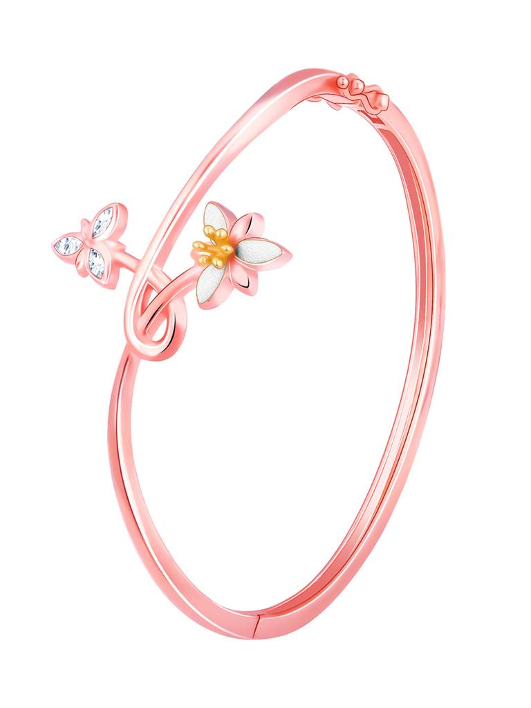 Giva 925 Sterling Silver Bhumi Rose Gold Embracing Trillium Bracelet