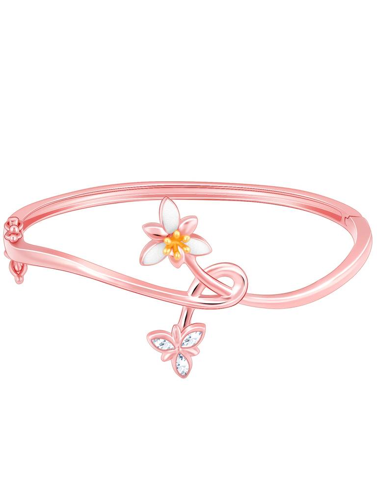 Giva 925 Sterling Silver Bhumi Rose Gold Embracing Trillium Bracelet