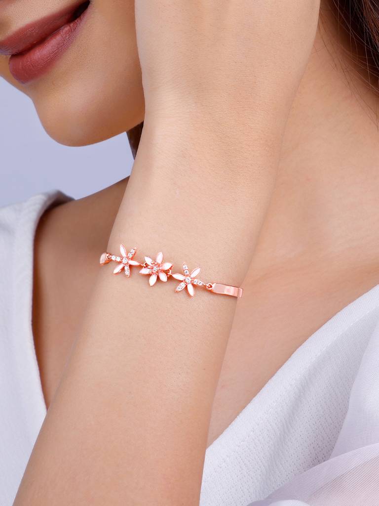 Giva 925 Silver Bhumi Rose Gold Musli Shine Bracelet Adjustable : BR0865