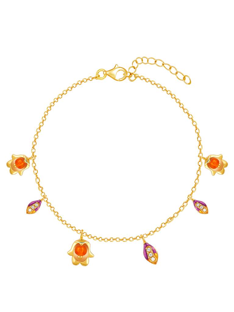 Giva 925 Sterling Silver Bhumi Golden Classic Bell Mallow Bracelet