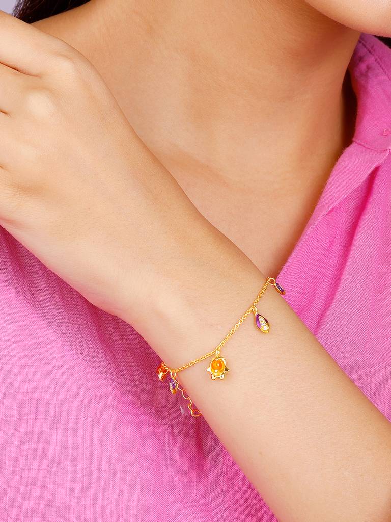Giva 925 Sterling Silver Bhumi Golden Classic Bell Mallow Bracelet