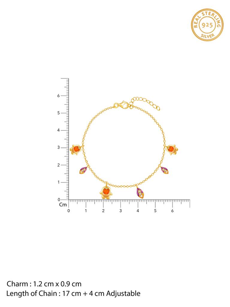 Giva 925 Sterling Silver Bhumi Golden Classic Bell Mallow Bracelet