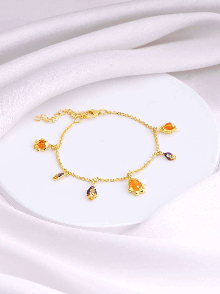 Giva 925 Sterling Silver Bhumi Golden Classic Bell Mallow Bracelet