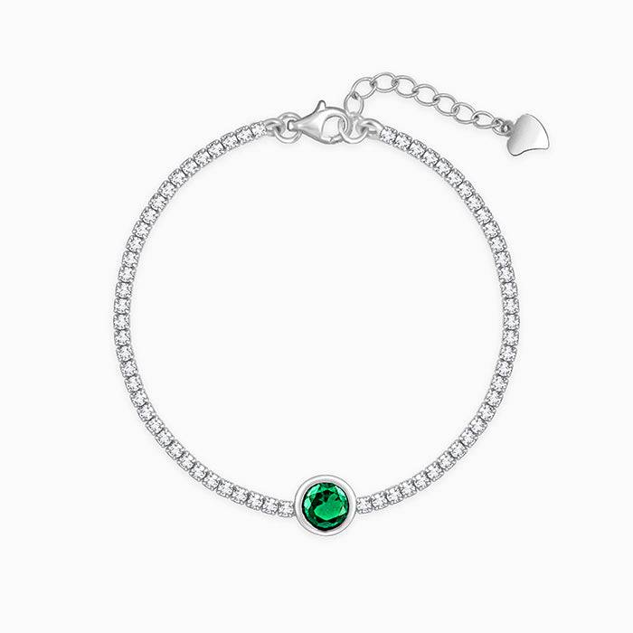 Giva 925 Silver Circle Of Green Bracelet Adjustable : BR0867