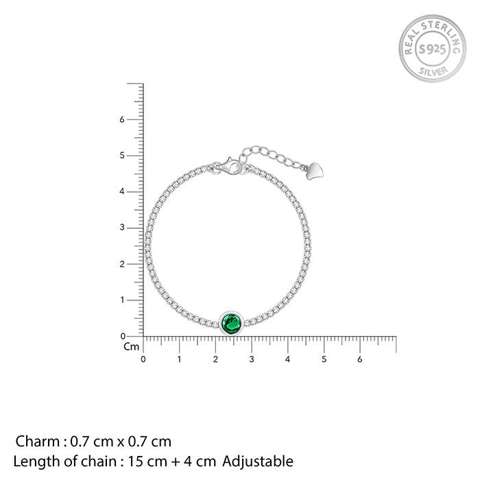 Giva 925 Silver Circle Of Green Bracelet Adjustable : BR0867