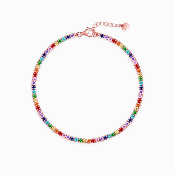 Giva 925 Sterling Silver Rose Gold Celebration Of Colours Bracelet, Adjustable | Gifts For : BR0874