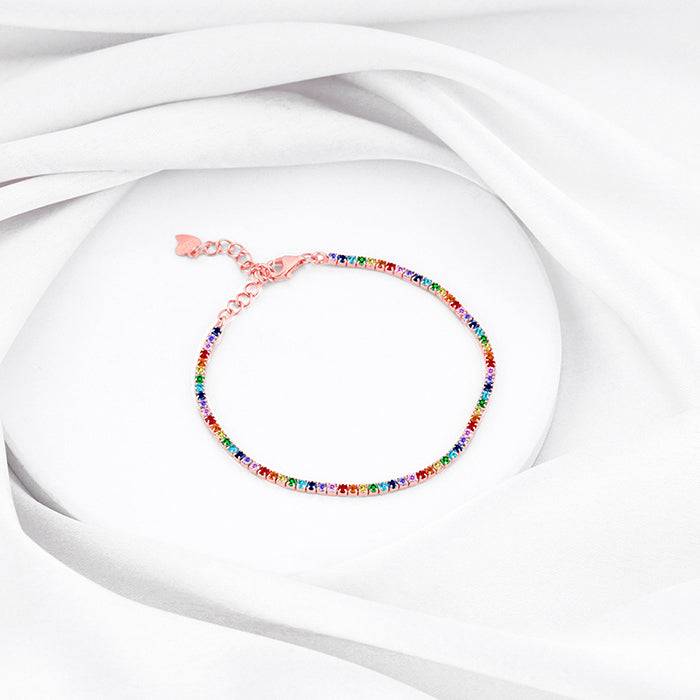Giva 925 Sterling Silver Rose Gold Celebration Of Colours Bracelet, Adjustable | Gifts For : BR0874