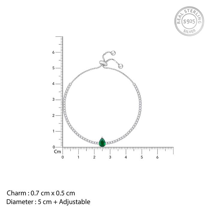 Giva 925 Silver Joy Of Green Bracelet Adjustable : BR0876