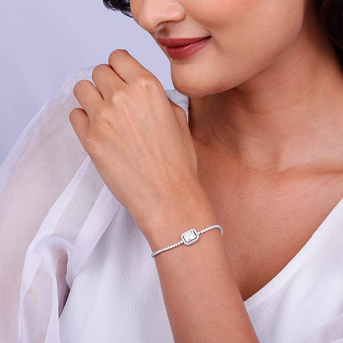 Giva 925 Sterling Silver Opulence Of White Bracelet, Adjustable | Gifts For Women And Girl : BR0879