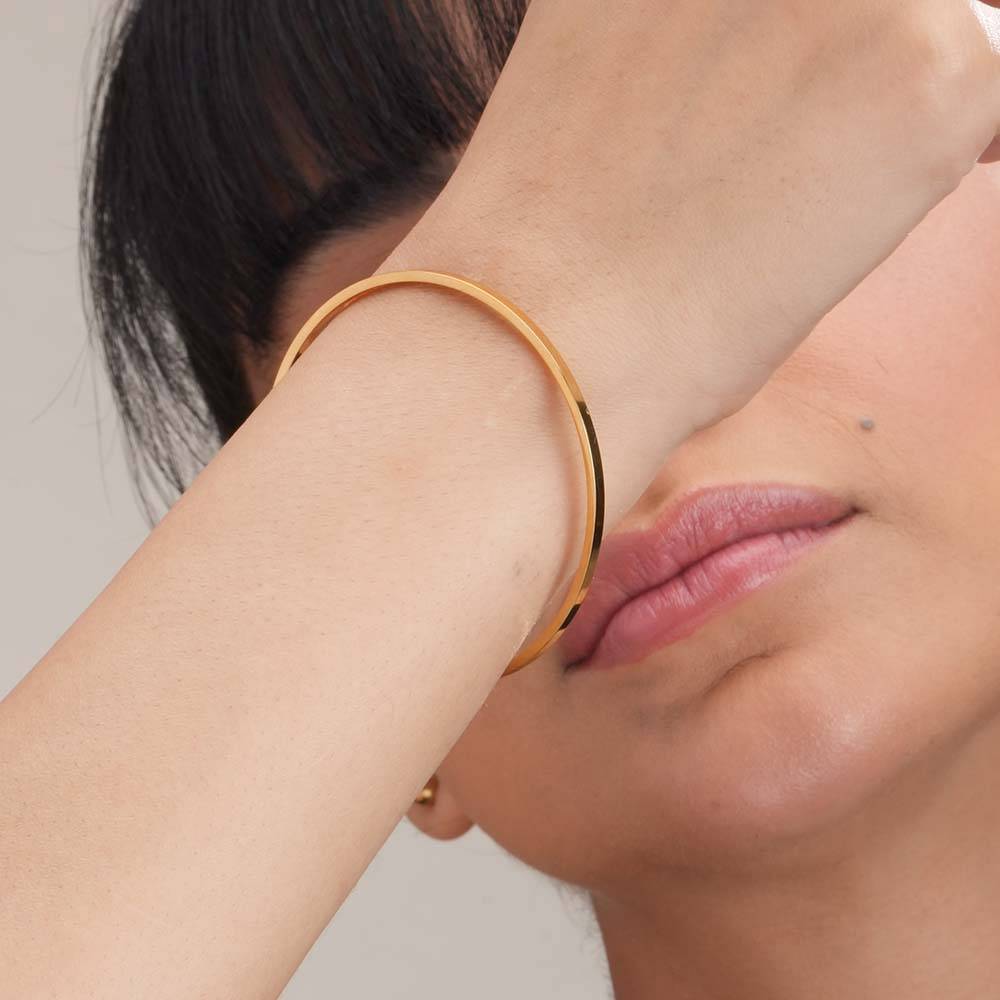 Flat Wire Bangle Bracelet For Womens Waterproof & Anti-Tarnish : BR087
