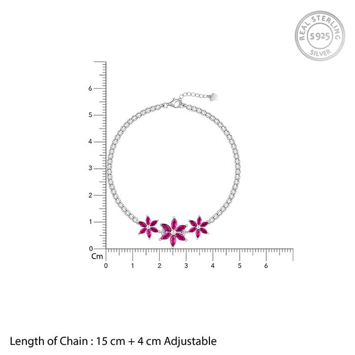 Giva 925 Sterling Silver Pink Floral Bracelet, Adjustable | Gifts For Women And Girls | Wi : BR0880