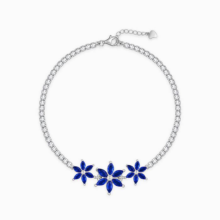 Giva 925 Silver Blue Floral Bracelet Adjustable : BR0881