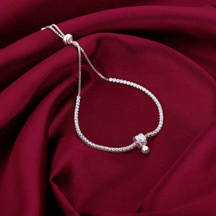 Giva 925 Sterling Silver Roll Of White Bracelet, Adjustable | Gifts For Women And Girls |  : BR0884