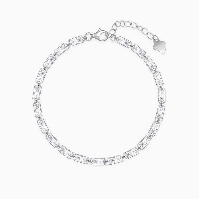 Giva 925 Sterling Silver Parade Of Baguette Bracelet, Adjustable | Gifts For Women And Gir : BR0888