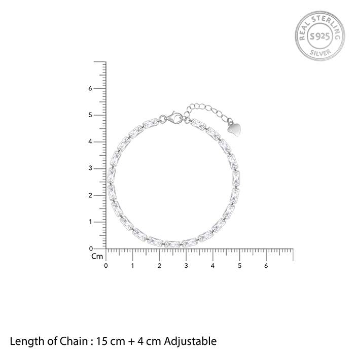 Giva 925 Sterling Silver Parade Of Baguette Bracelet, Adjustable | Gifts For Women And Gir : BR0888