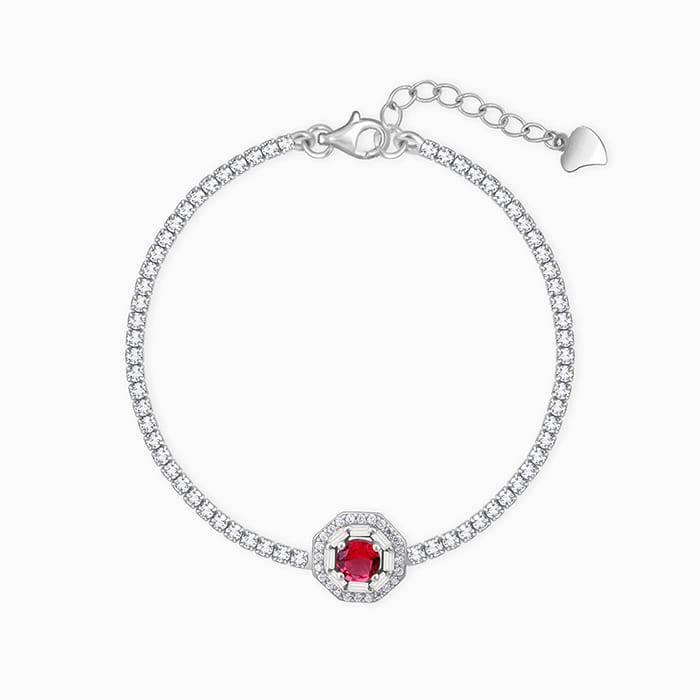 Giva 925 Silver Hexa Red Bracelet Adjustable : BR0892